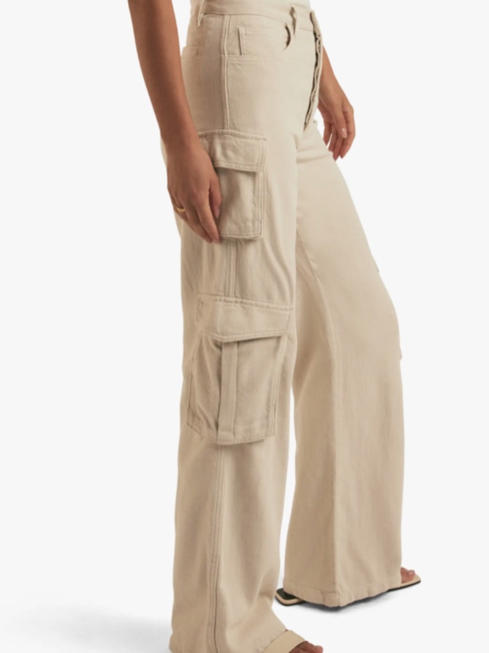 UTILITY CHIC FAVORITE DAUGHTER CARLY CARGO WIDE LEG BONE JEANS CLEAN GIRL NWOT